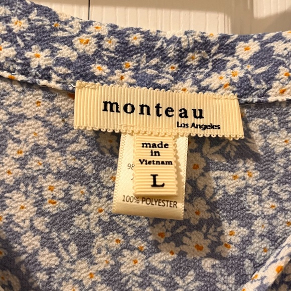 Monteau blue floral summer dress size large - Picture 4 of 4